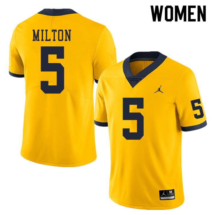 Women #5 Joe Milton Michigan Wolverines College Football Jerseys Sale-Yellow